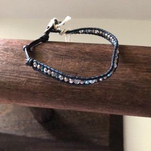 CHAN LUU MULTI MIX SINGLE BRACELET BLUE LEATHER, BS-5525, New